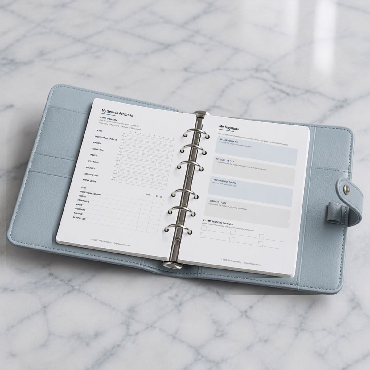 Grow by Design Planner for Work Life, undated 90-day printable work planner for Christian professionals in corporate