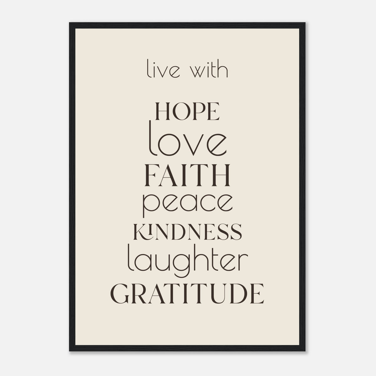 Live With Framed Print · Faith, Hope & Love Wall Art - The Growcademy