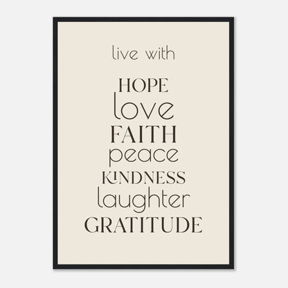 Live With Framed Print · Faith, Hope & Love Wall Art - The Growcademy