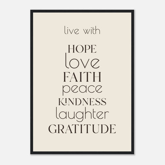 Live With Framed Print · Faith, Hope & Love Wall Art - The Growcademy
