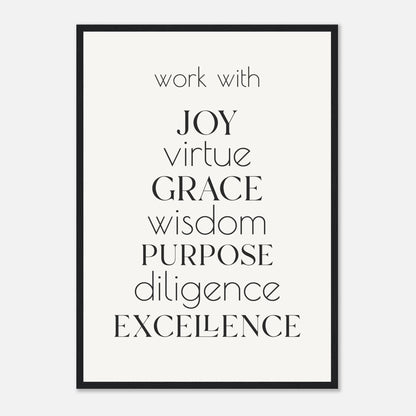 Work With Framed Print · Office Values Wall Art - The Growcademy