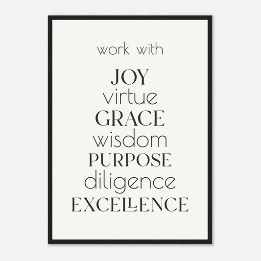 Work With Framed Print · Office Values Wall Art - The Growcademy