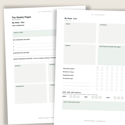 Grow by Design Planner Growth & Wellness Edition cover — faith-based 90-day printable planner