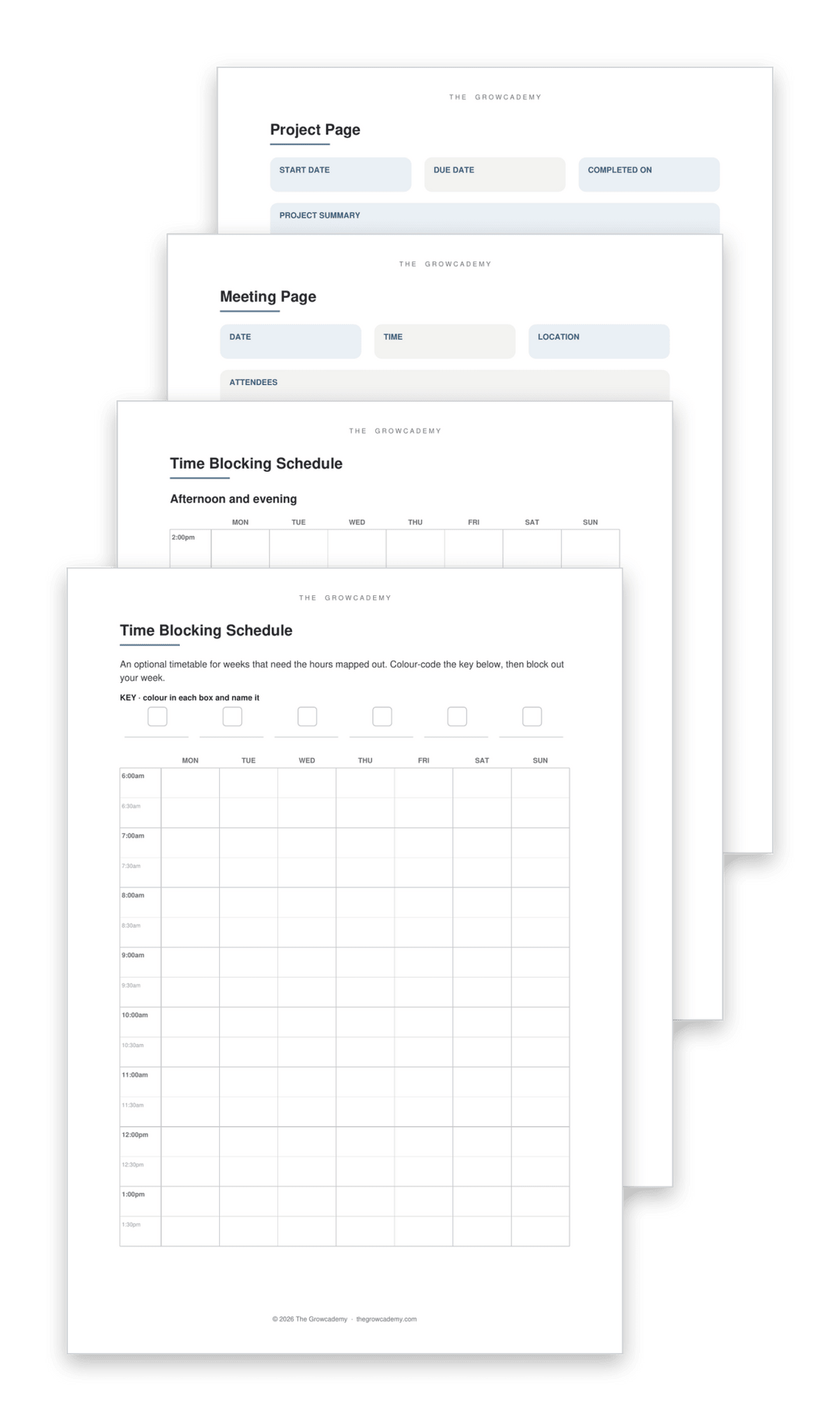 Grow by Design Planner Workday Edition – 12-Month Undated - Digital or Printable - The Growcademy