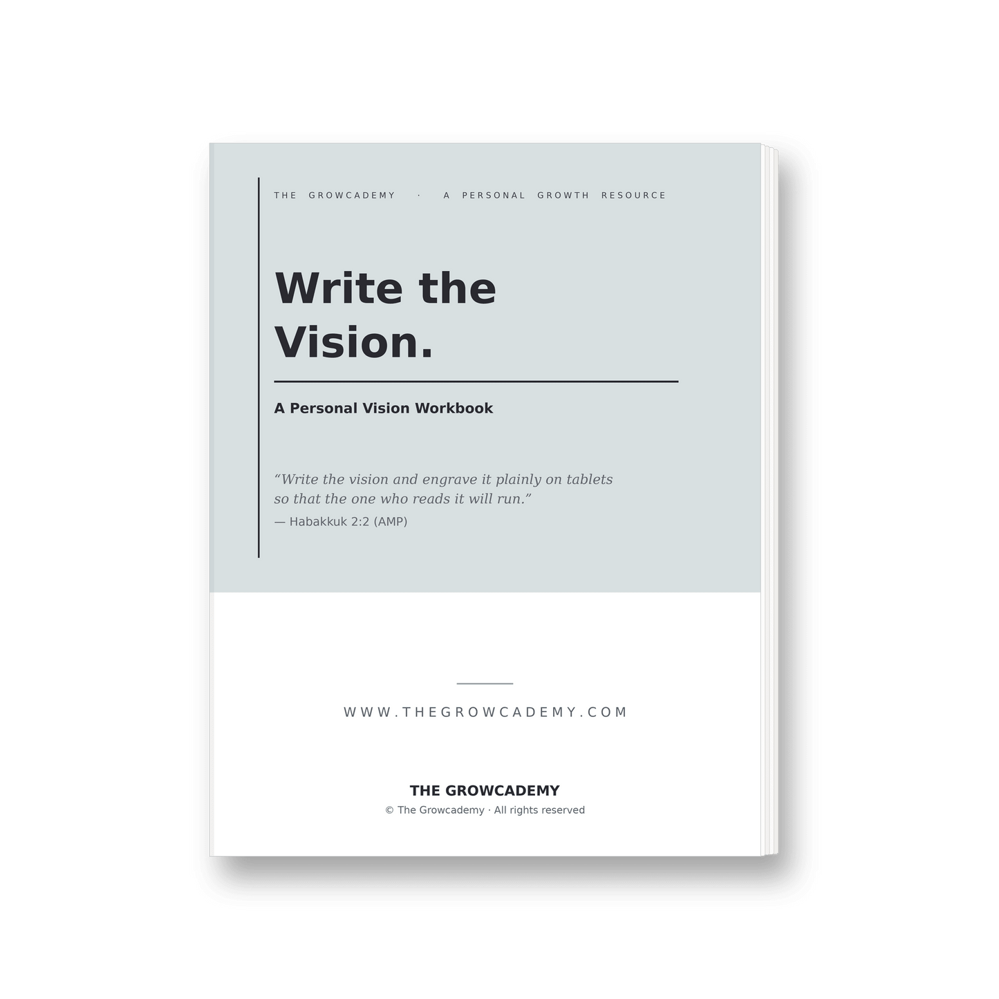 Write the Vision Christian vision and goal-setting workbook cover — The Growcademy