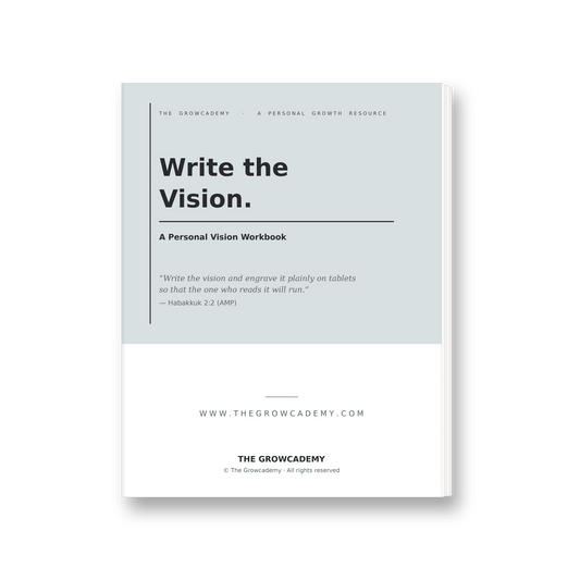 Write the Vision Christian vision and goal-setting workbook cover — The Growcademy